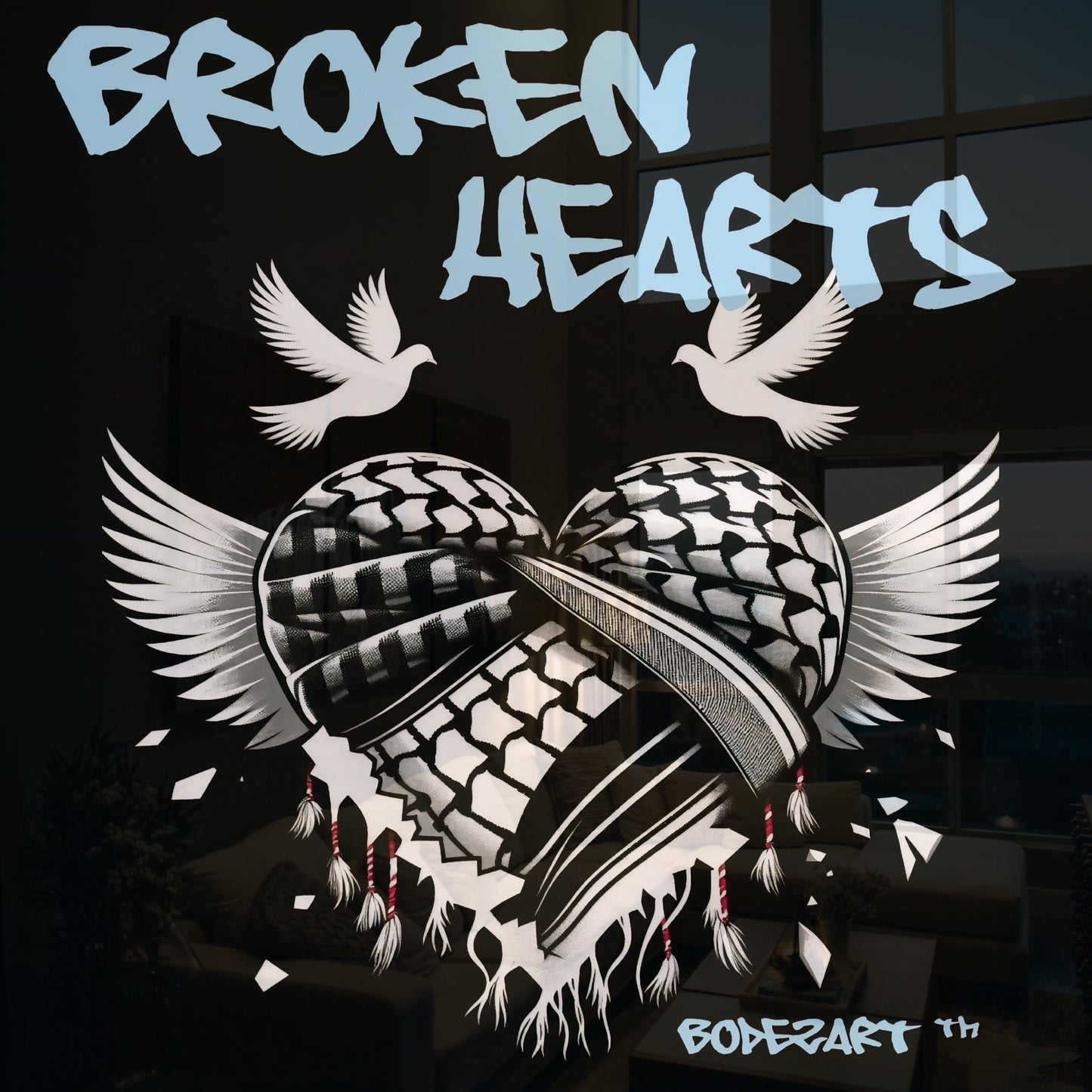 Broken Hearts | Palestine Glass Wall Art