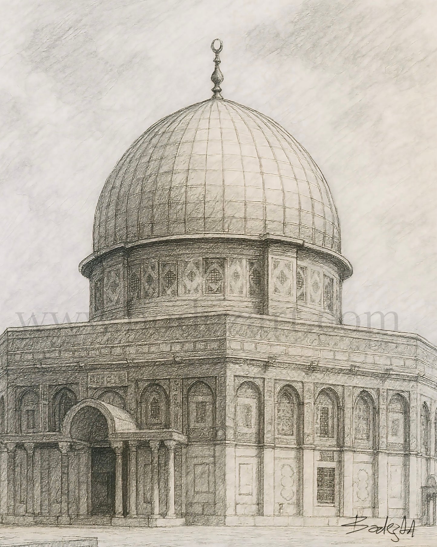 Dome Of The Rock - Pencil Sketch | Art Print
