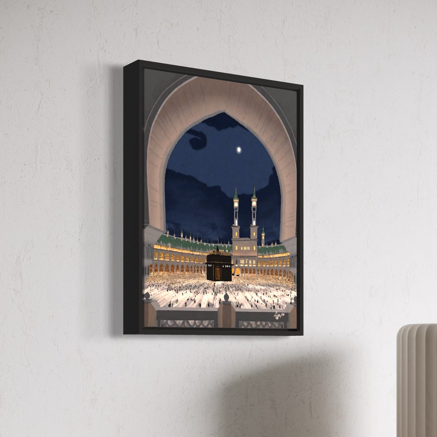 Kaaba With A View - Islamic Wall Art Framed Canvas Print