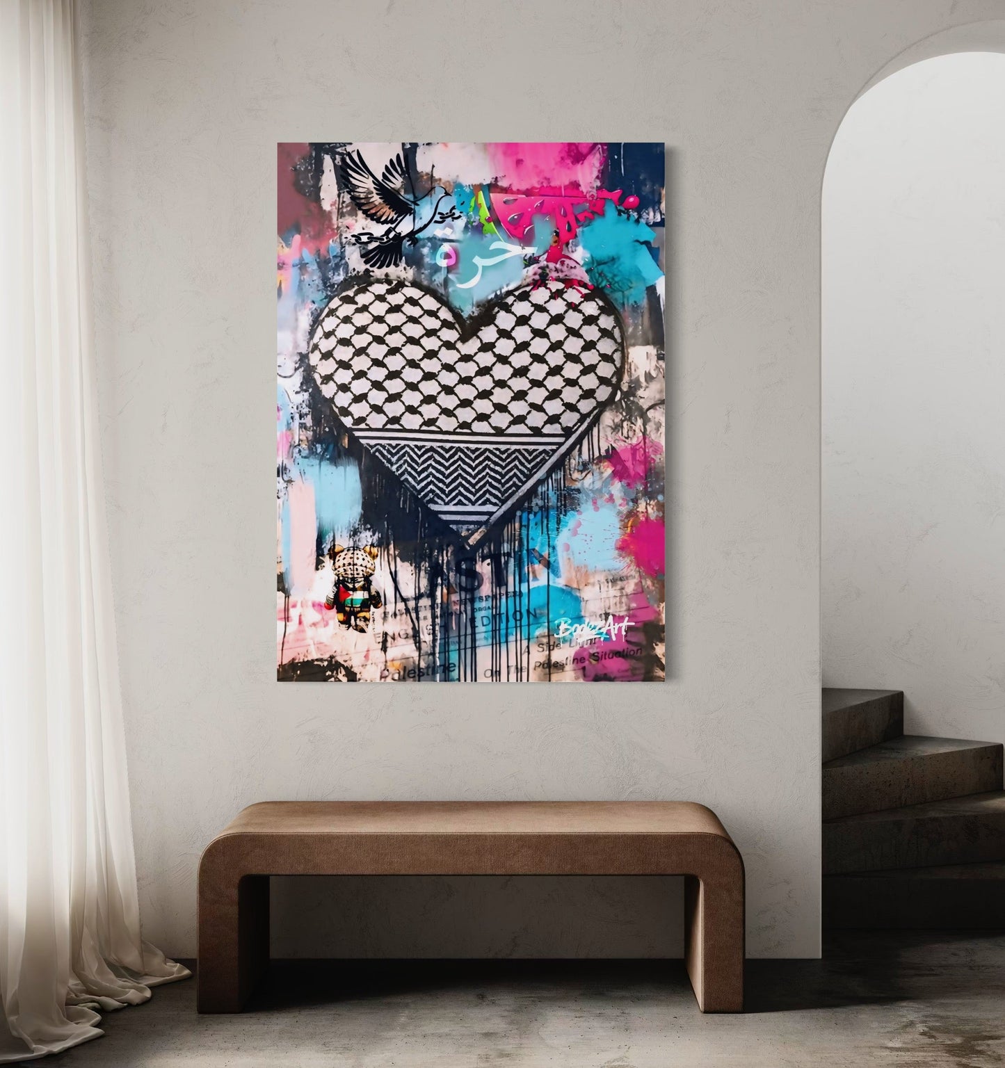 Free At Heart | Palestine Graffiti Canvas Print