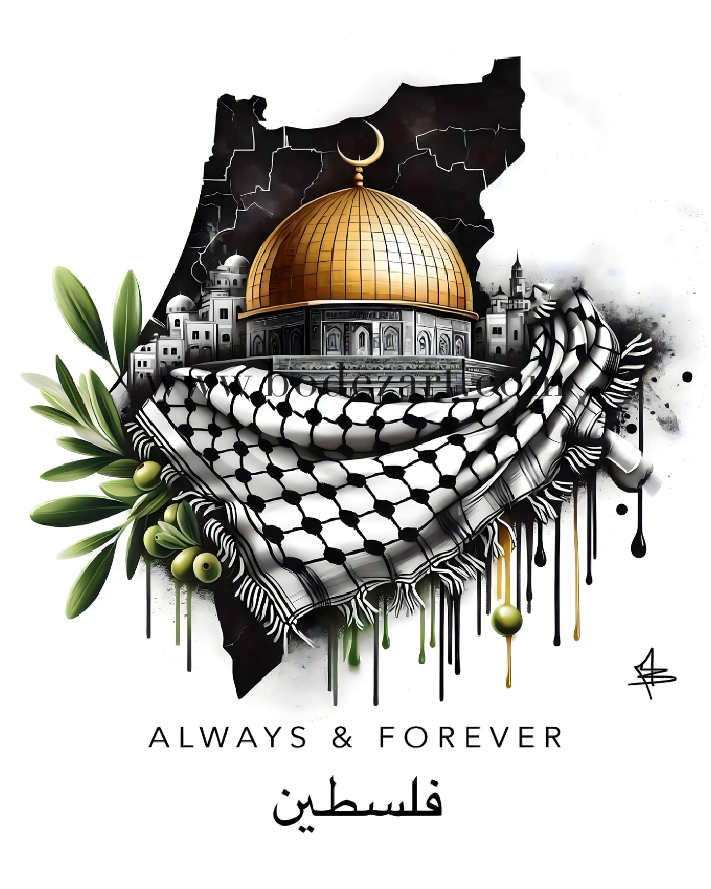 Always & Forever Dome Of The Rock - Palestine Graffiti Framed Art Print