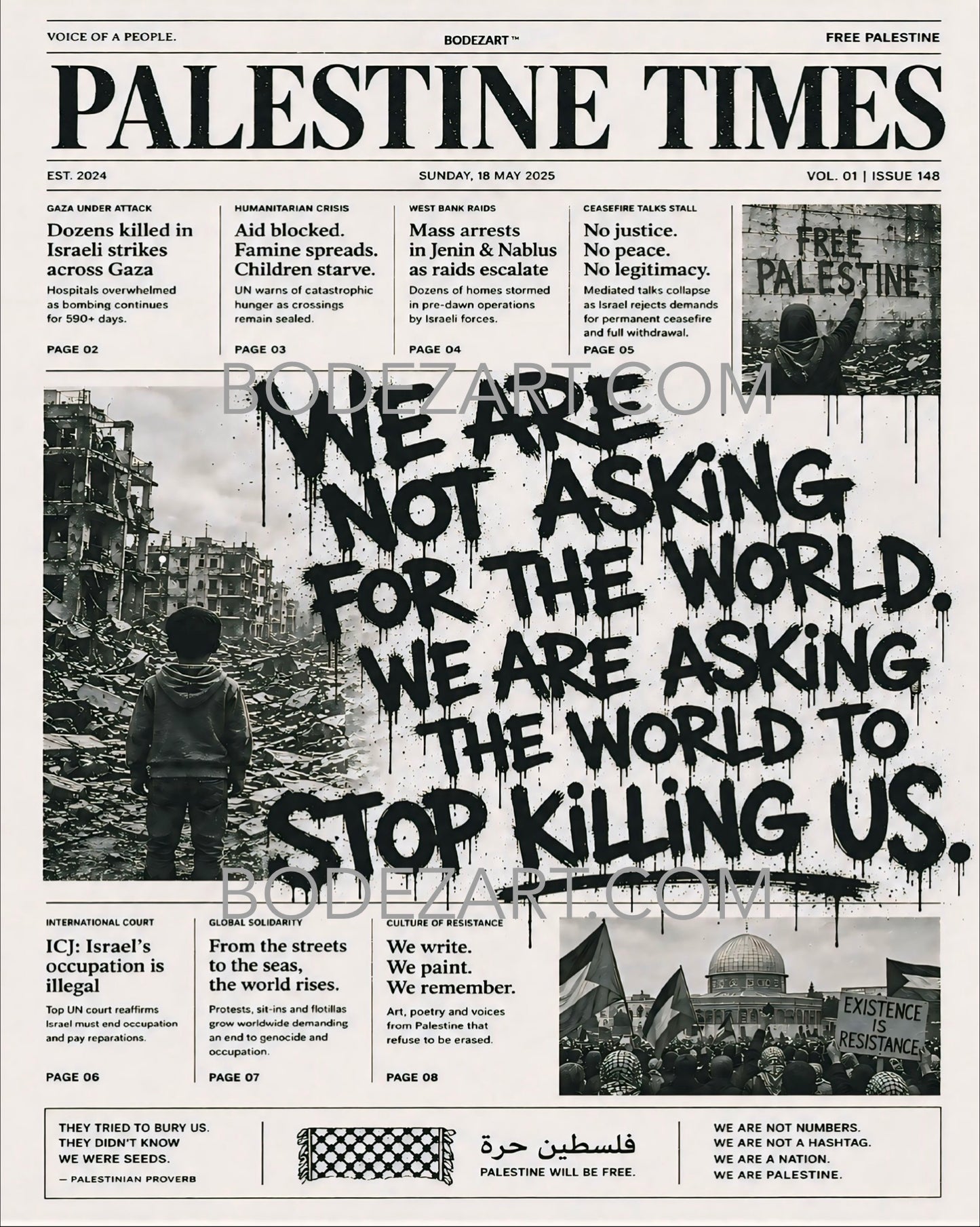 Palestine Times | Wall Art Canvas Print