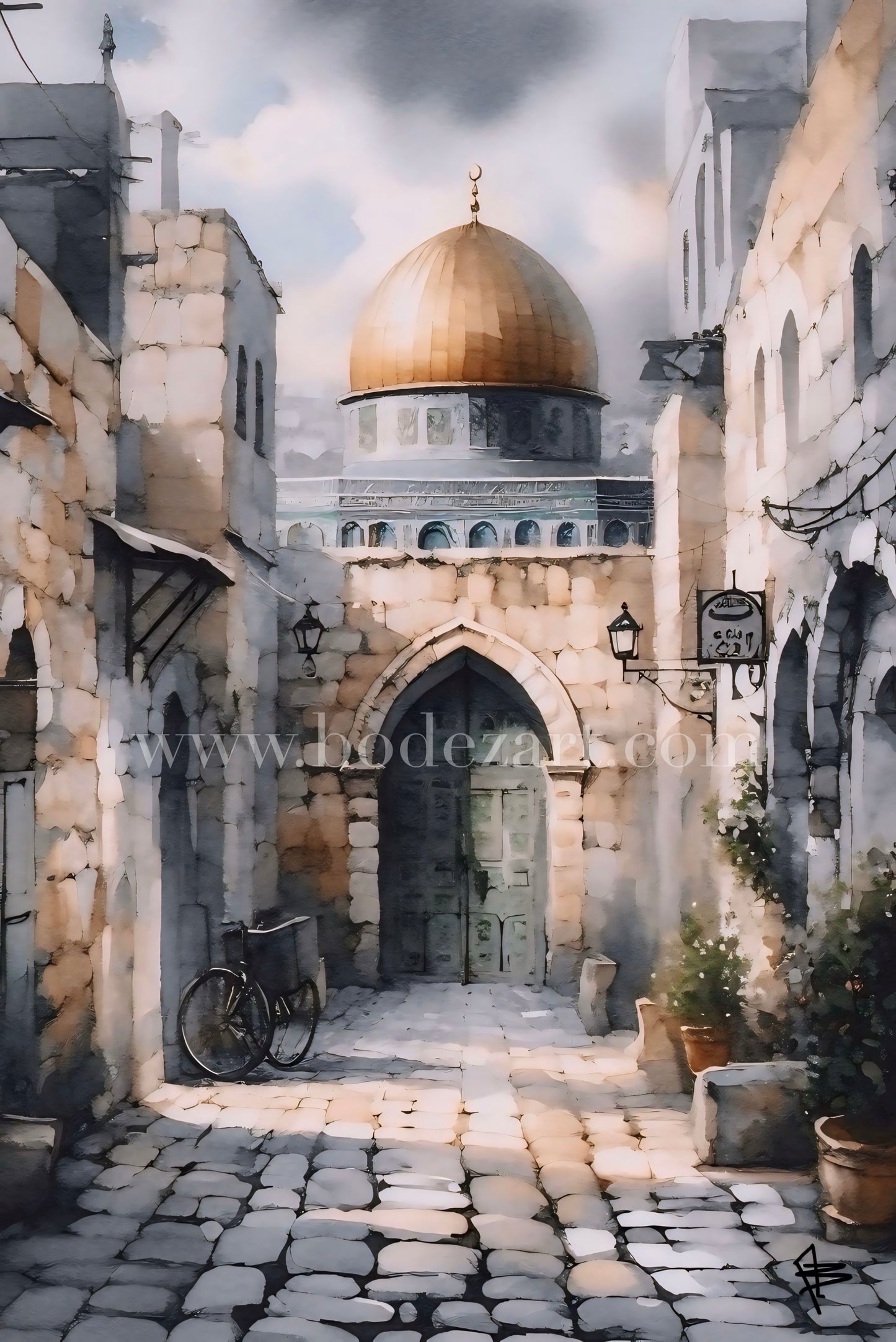 Al Quds | Watercolour - Palestine Glass Wall Art