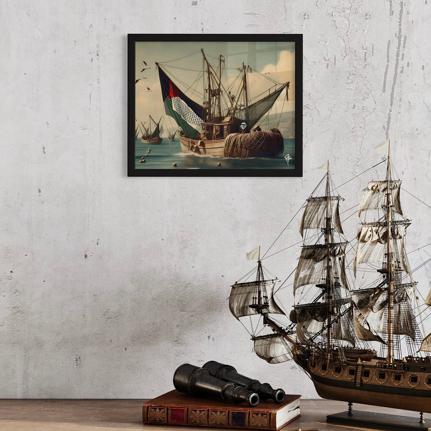 The Palestinian Fishermen - Framed Art Print