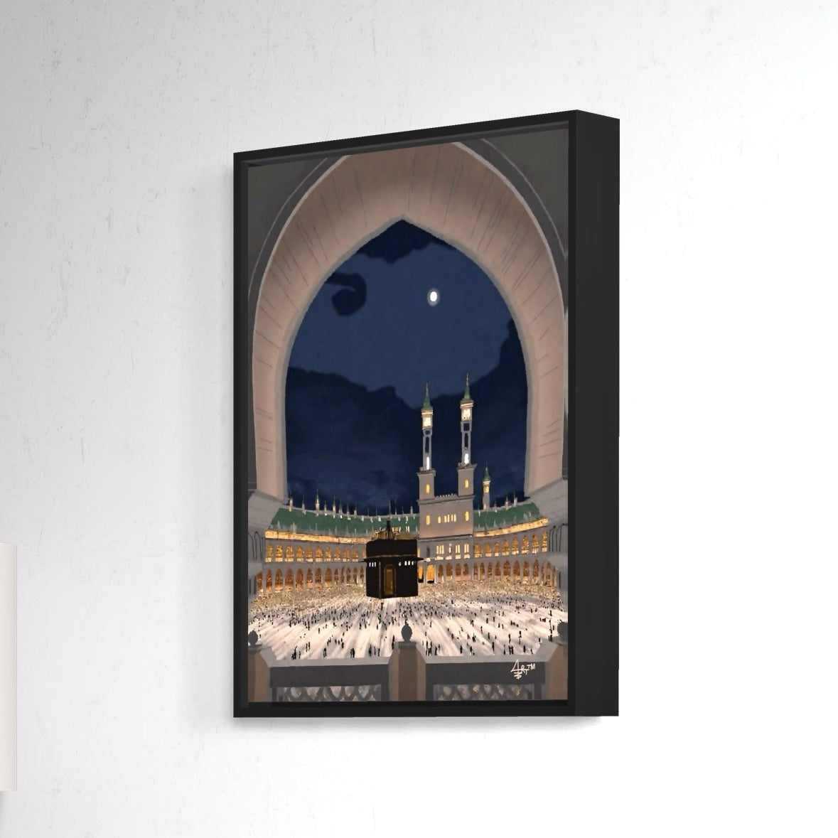 Kaaba With A View - Islamic Wall Art Framed Canvas Print
