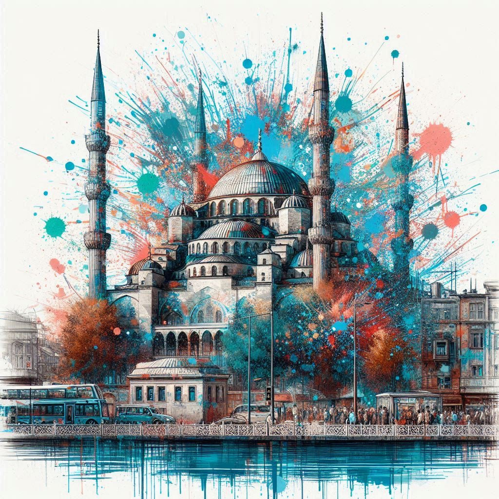 Blue Mosque |Graffiti Colour Splash Art Print