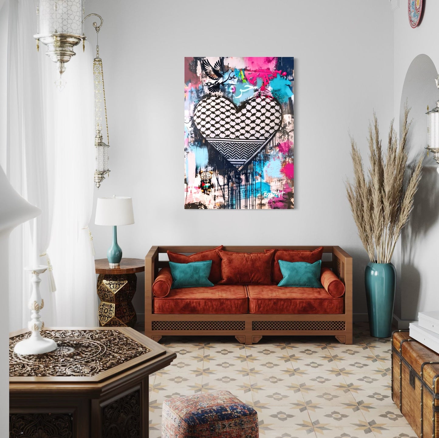 Free At Heart | Palestine Graffiti Canvas Print