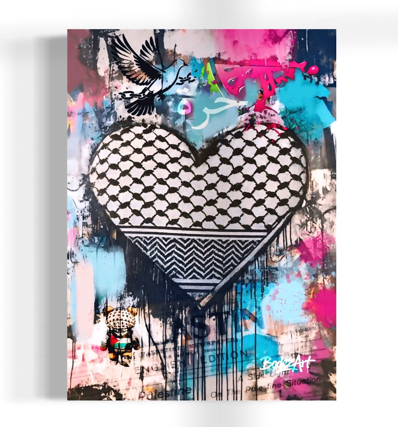 Free At Heart | Palestine Graffiti Canvas Print