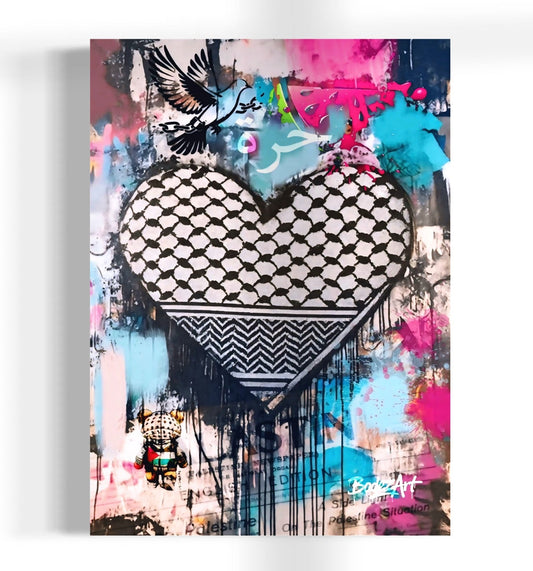 Free At Heart | Palestine Graffiti Canvas Print