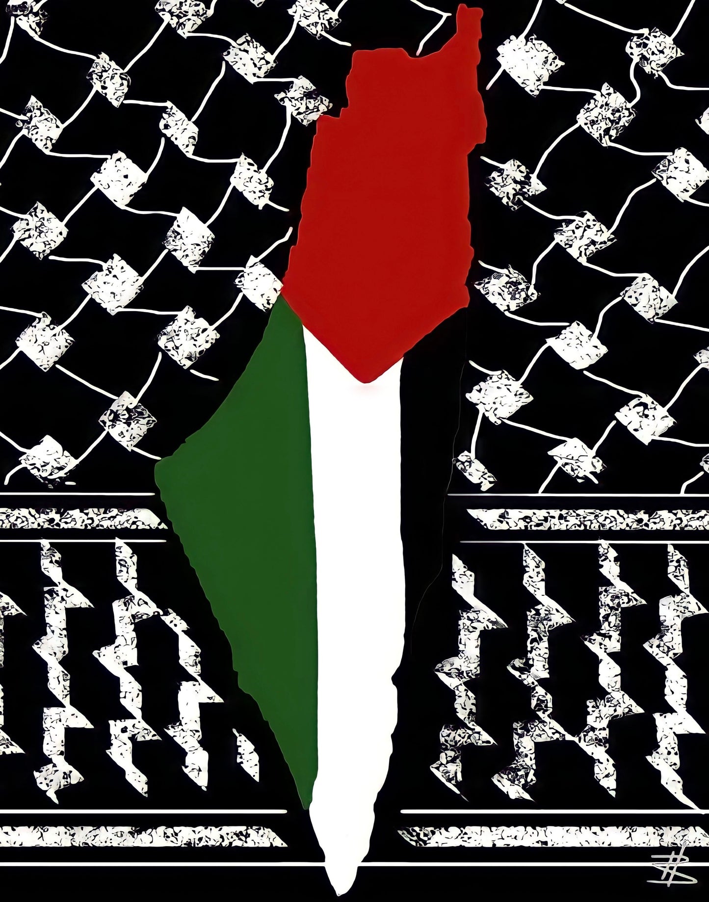 Palestinian Keffiyeh Map - Framed Islamic Art Print