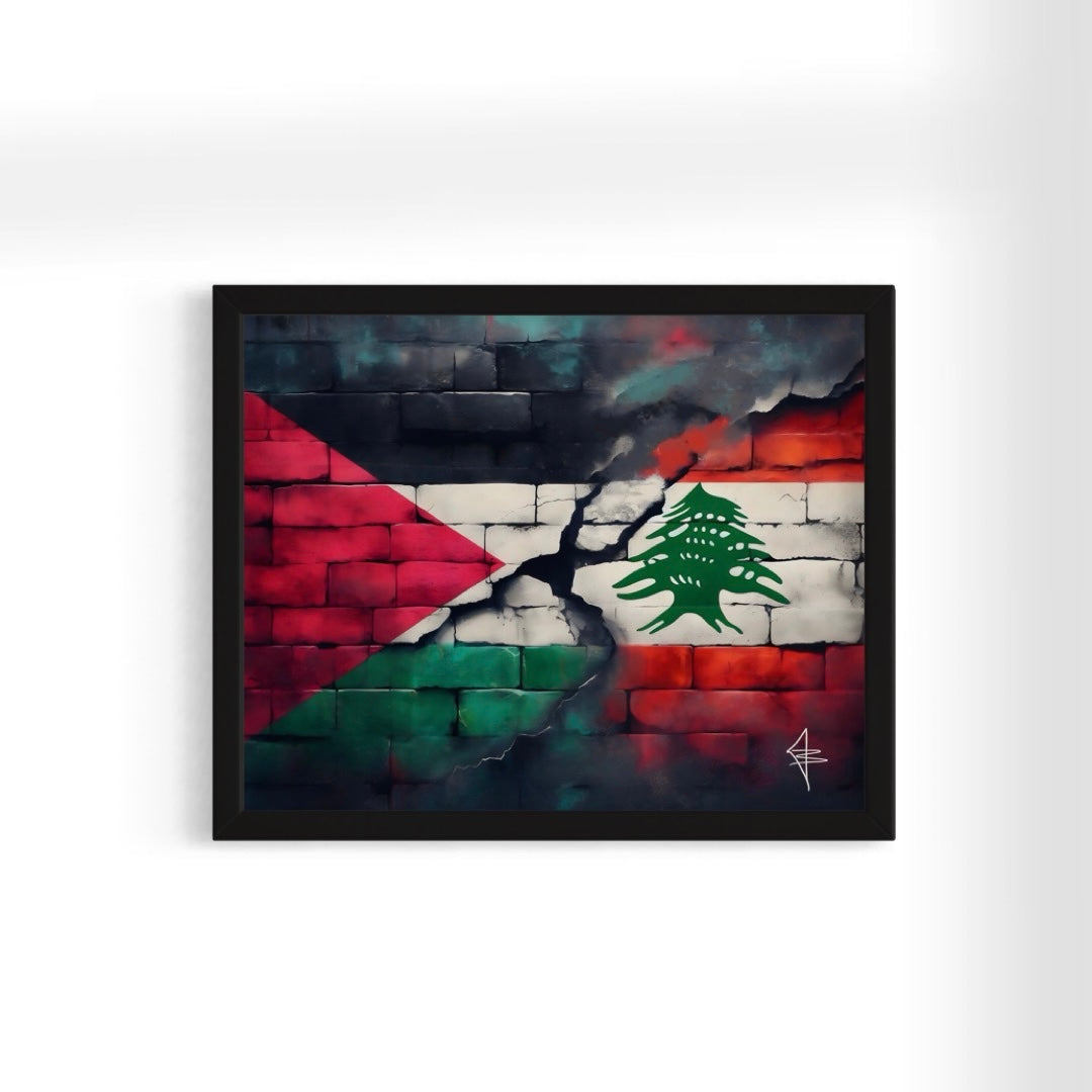 Unity | PAL/LEB Graffiti Flag -  Palestine Graffiti Framed Art Print