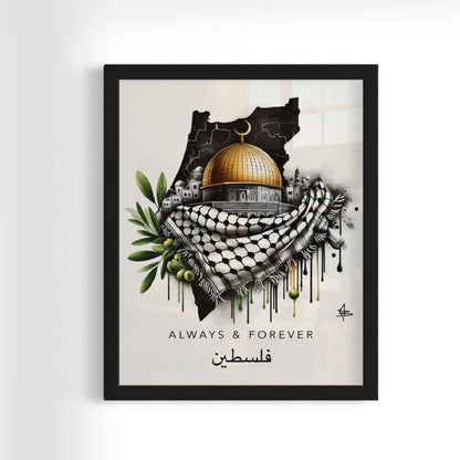 Always & Forever Dome Of The Rock -  Palestine Graffiti Framed Art Print