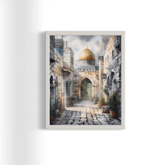 Al Quds | Watercolour - Framed Islamic Art Print