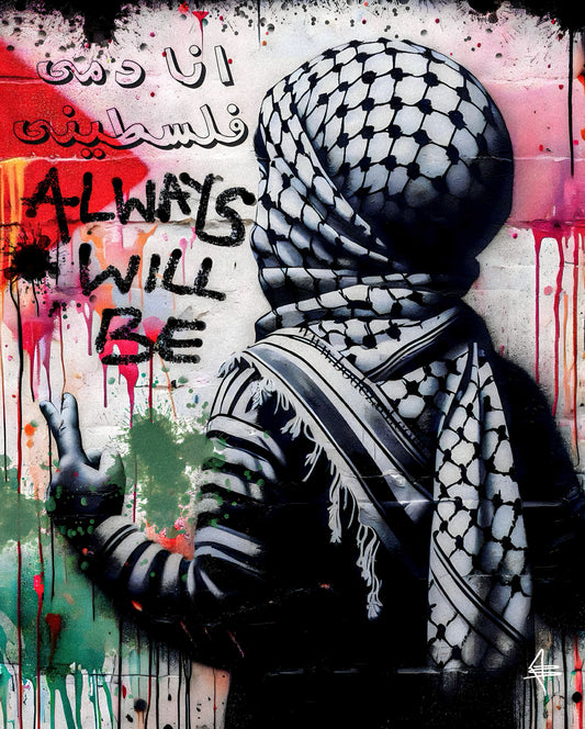 (Ana Dammi Falastini). "My Blood is Pal est inian." | Always Will Be - Graffiti Wall Art | Poster Print