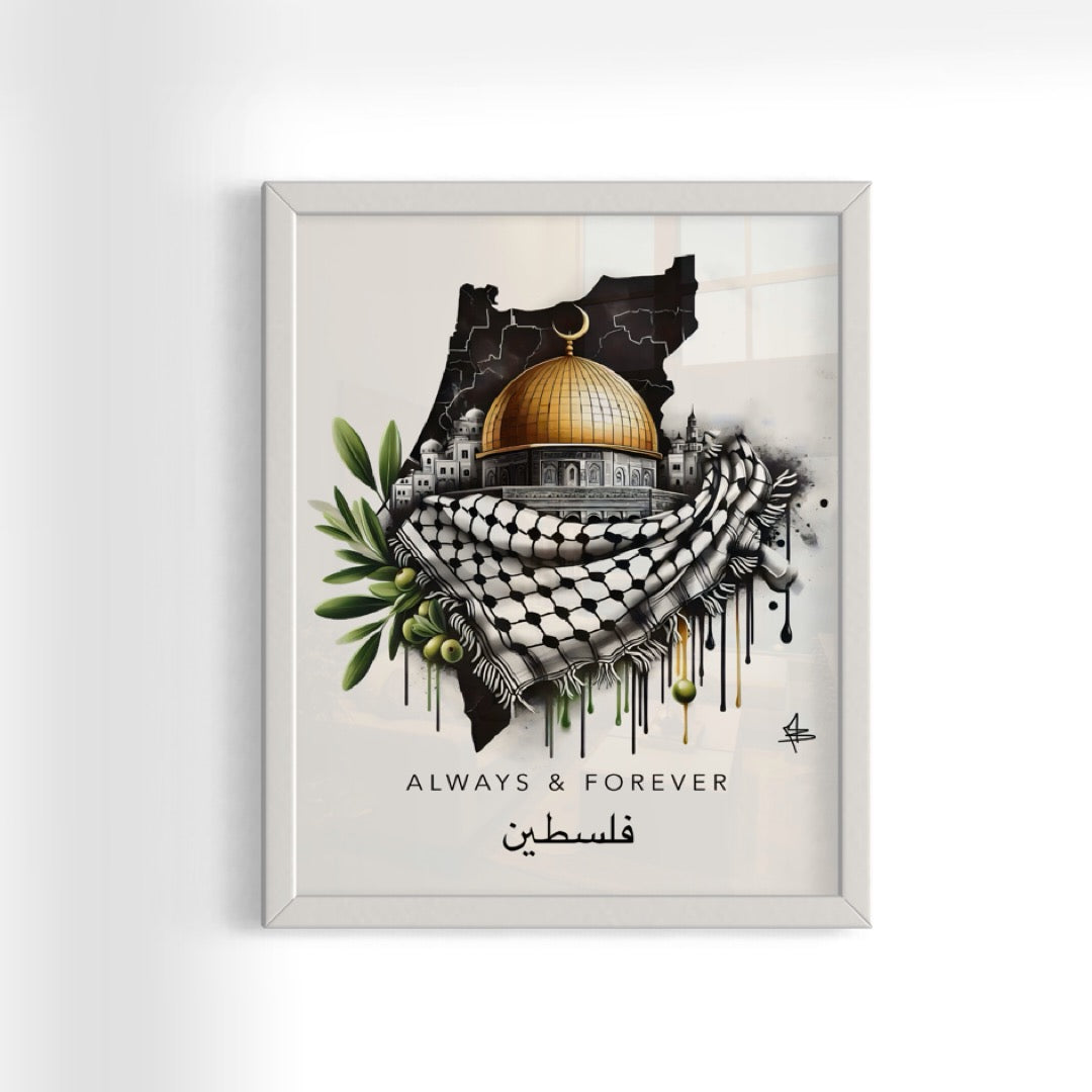 Always & Forever Dome Of The Rock -  Palestine Graffiti Framed Art Print