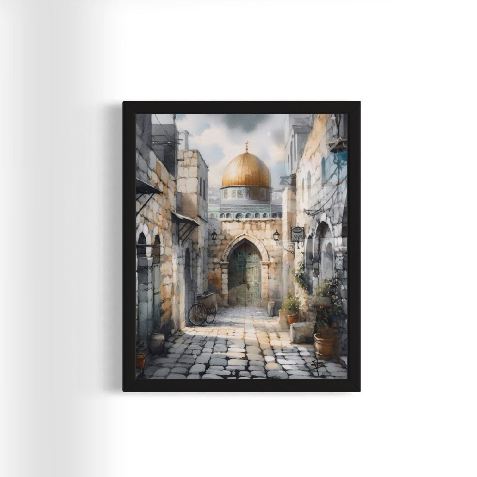 Al Quds | Watercolour - Framed Islamic Art Print
