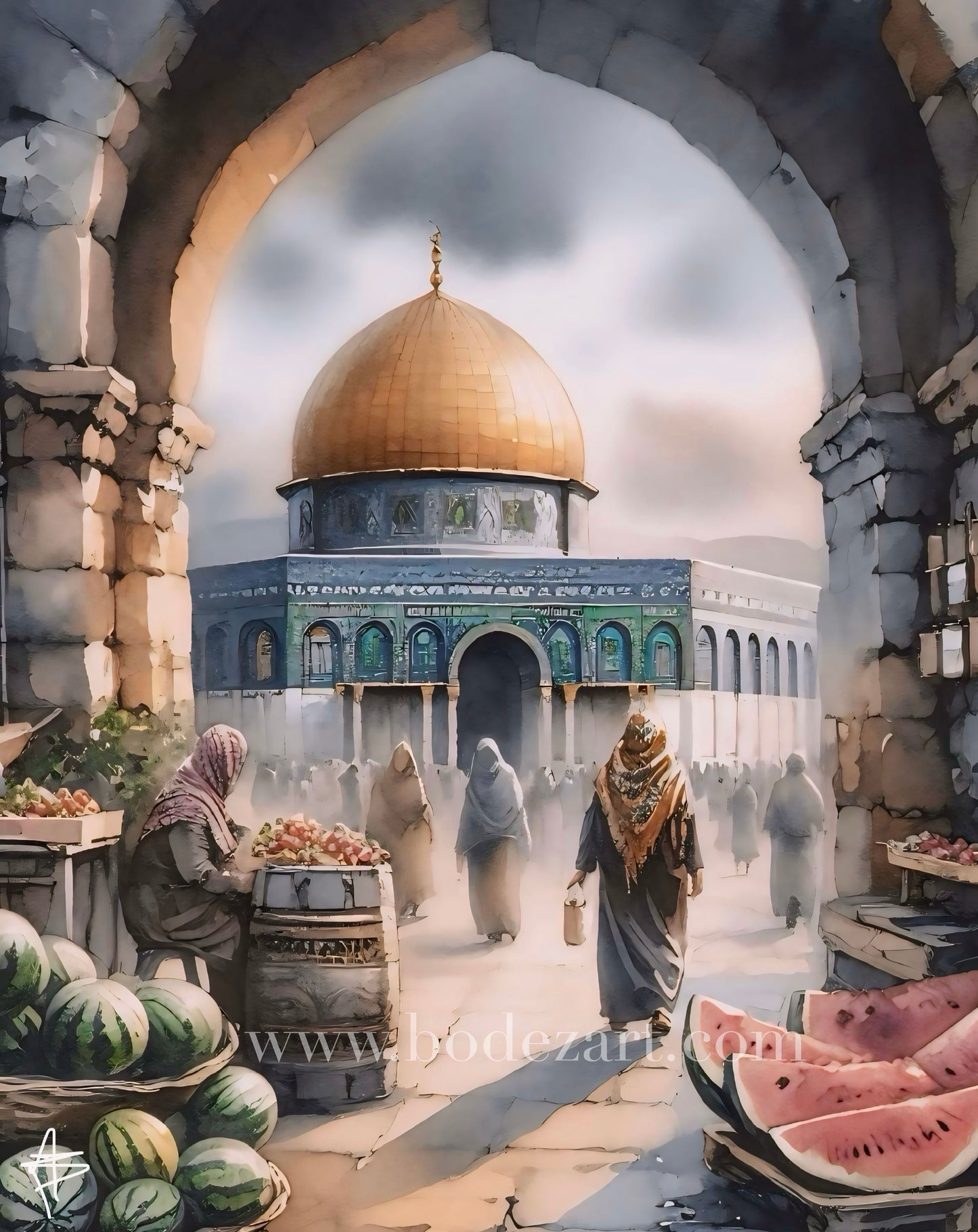 Al Quds Market | Watercolour -  Palestine Poster Print