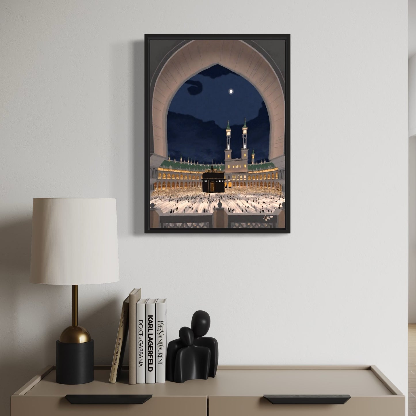 Kaaba With A View - Islamic Wall Art Framed Canvas Print