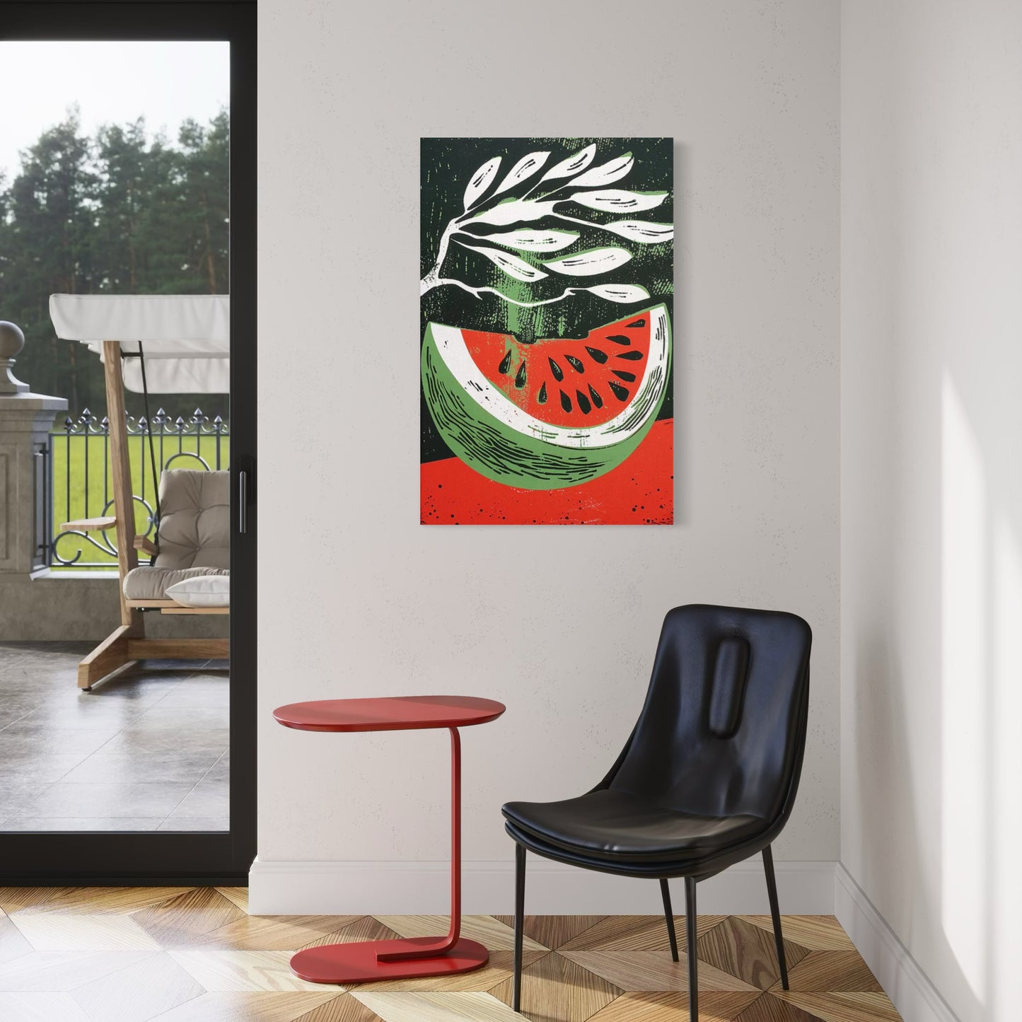 The Olive Branch & The Watermelon | Abstract Canvas Print