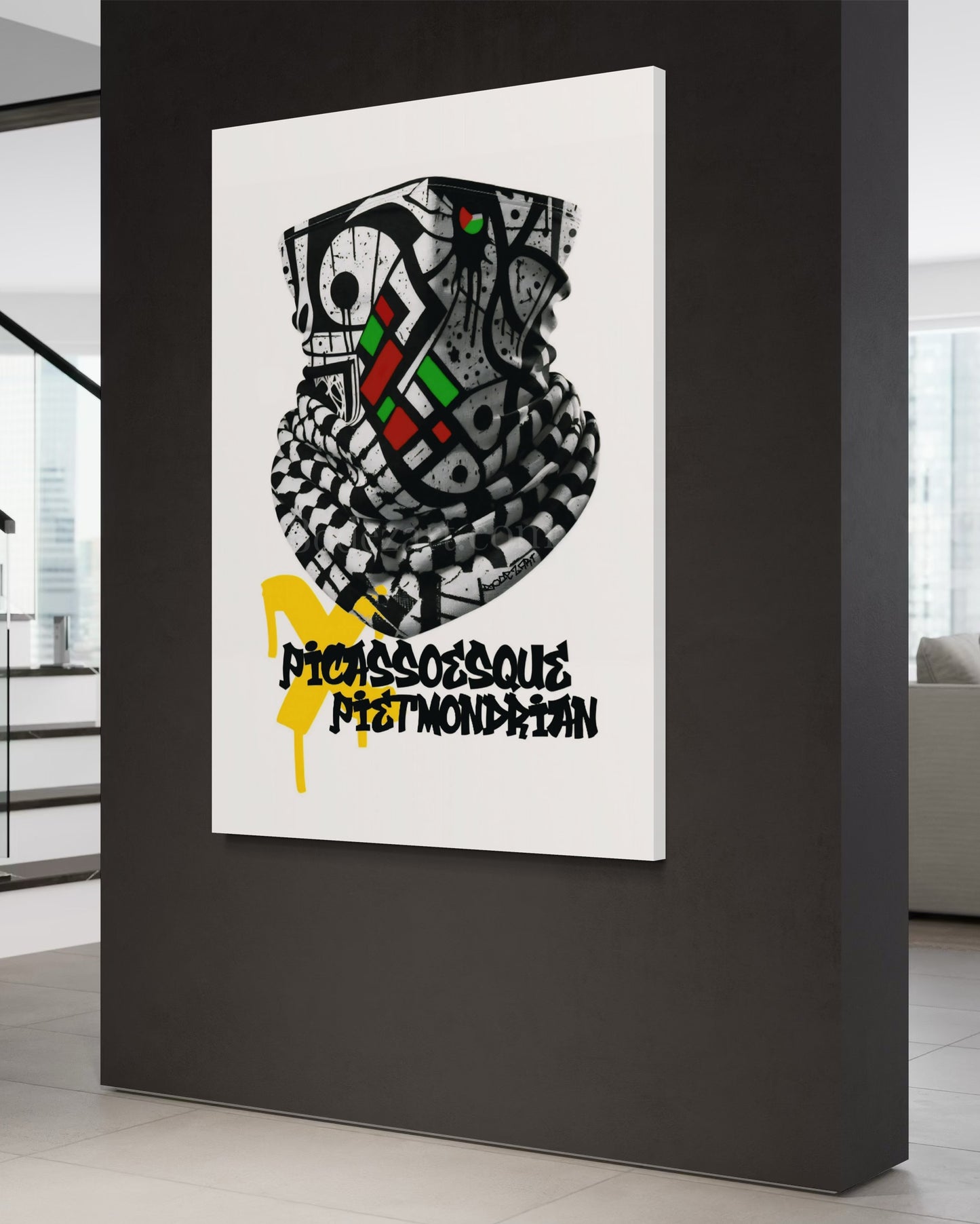 Picassoesque X Piet Mondrian Keffiyeh | Abstract Canvas Print