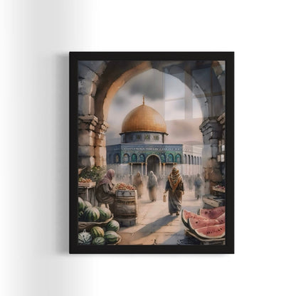 Al Quds Market | Watercolour - Framed Islamic Art Print