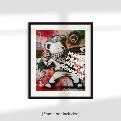 Make Peace Bear | Palestine Graffiti - Wall Art Poster Print