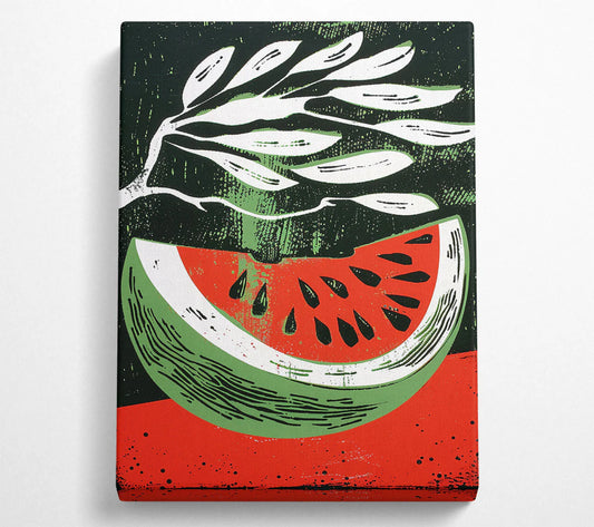 The Olive Branch & The Watermelon | Abstract Canvas Print