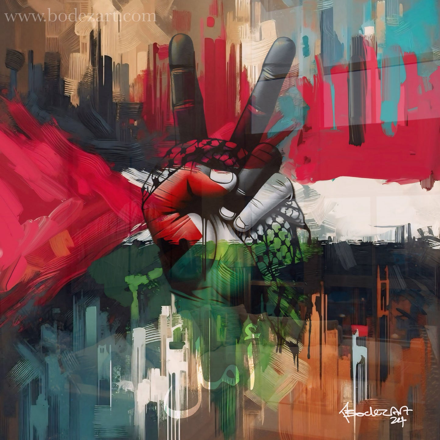 Hope | Palestine/Yemen Colours Of Resilience Brush Abstract