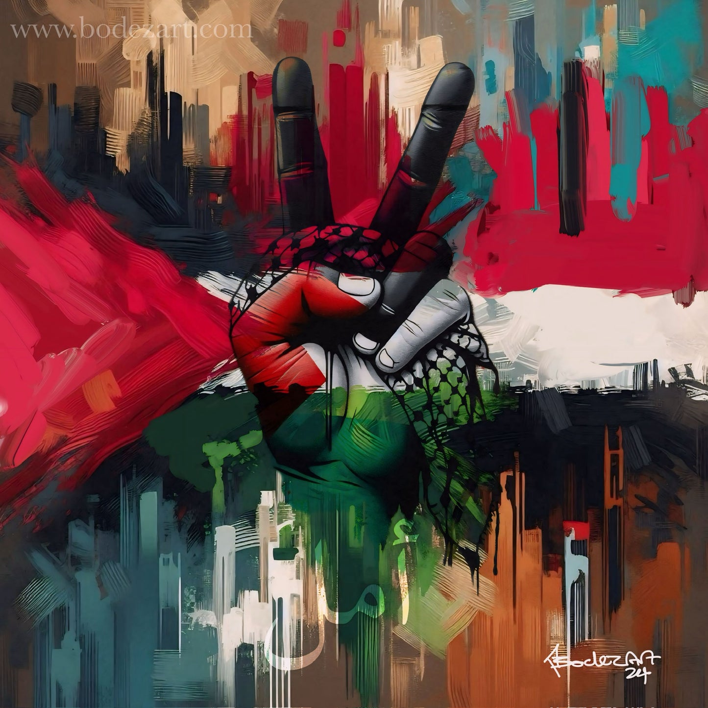 Hope | Palestine/Yemen Colours Of Resilience Brush Abstract