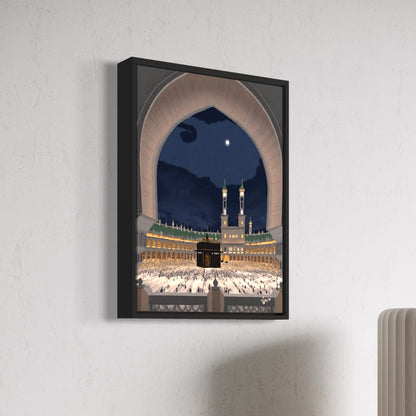 Kaaba With A View - Islamic Wall Art Framed Canvas Print