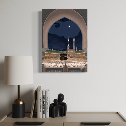 Kaaba With A View - Islamic Wall Art Canvas Print