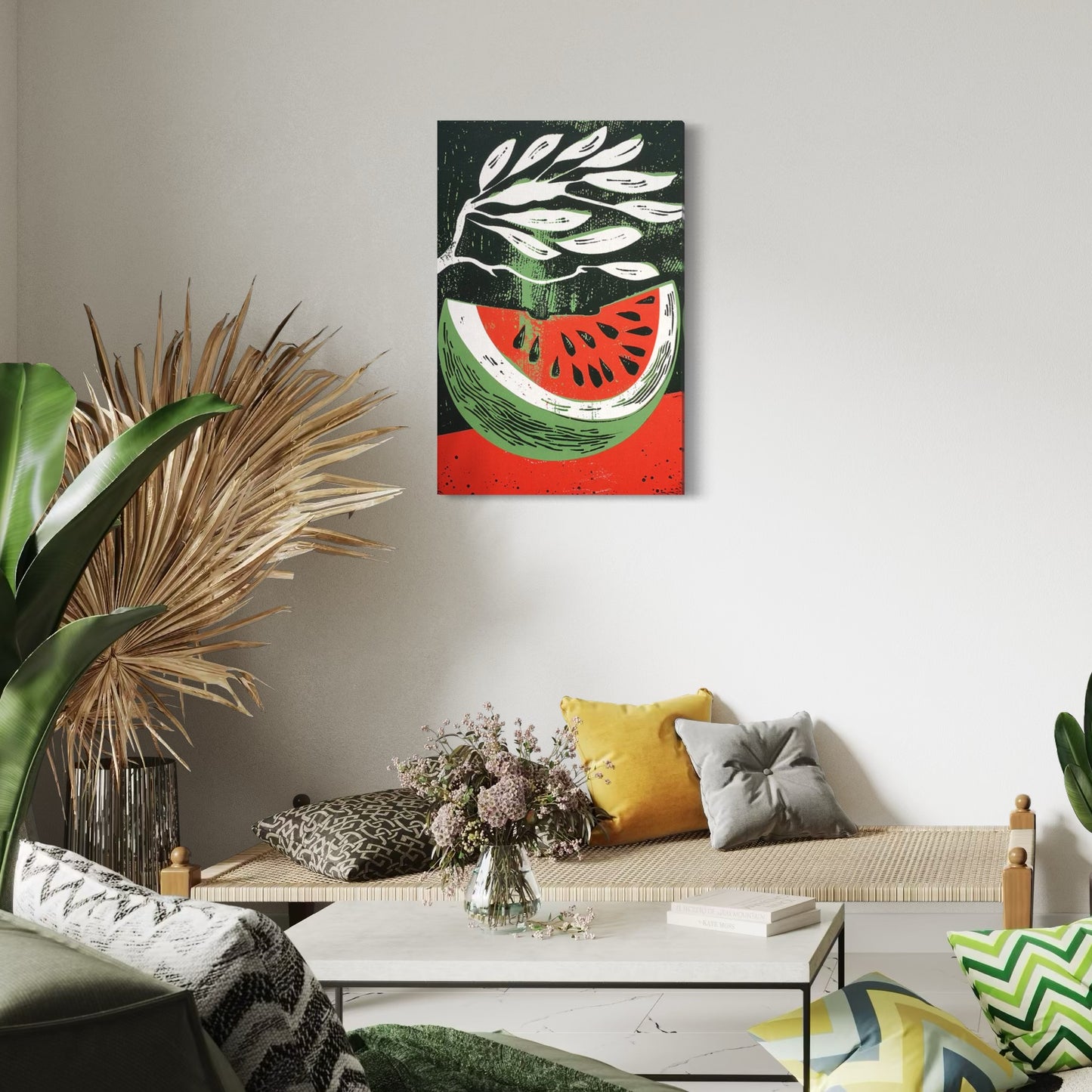 The Olive Branch & The Watermelon | Abstract Canvas Print