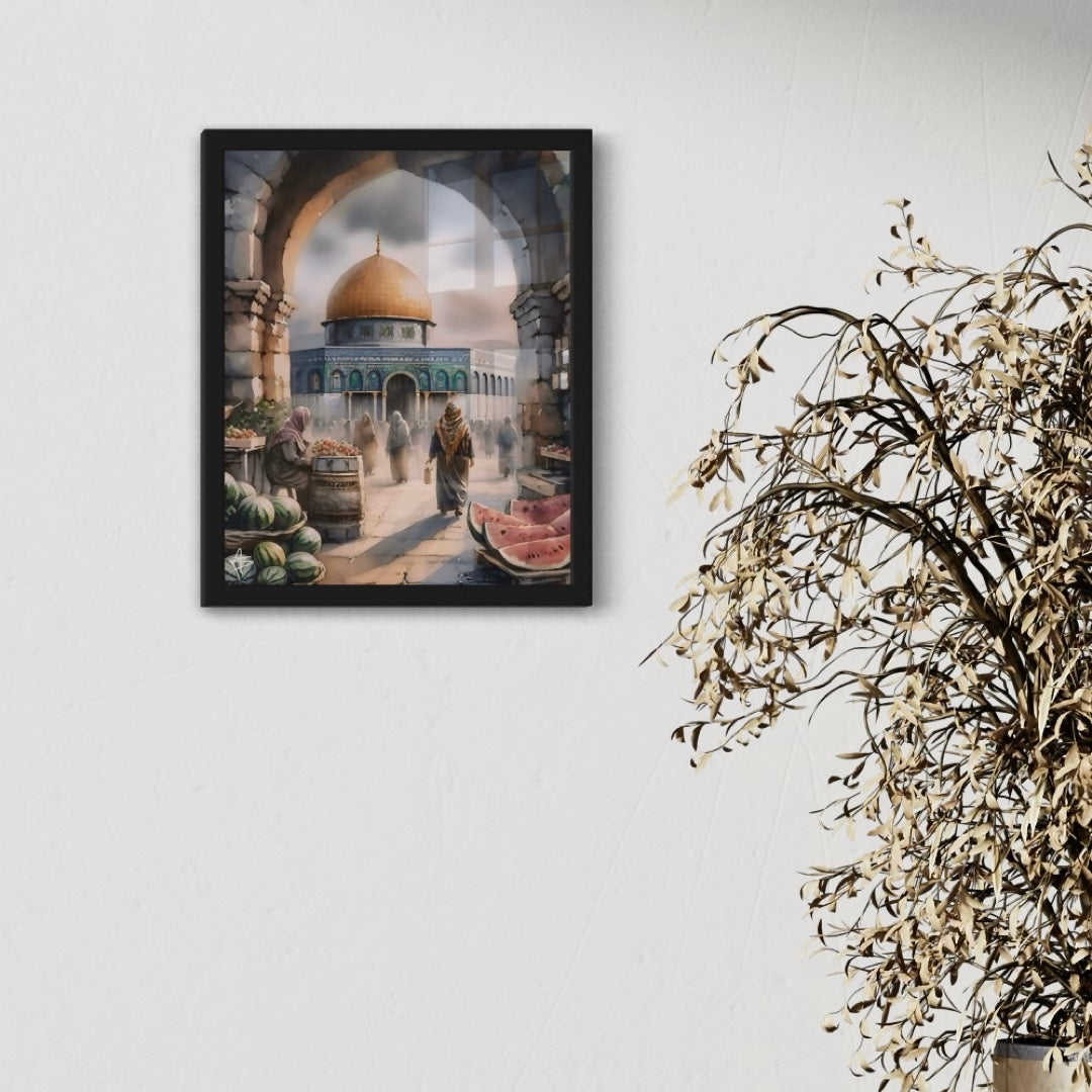 Al Quds Market | Watercolour - Framed Islamic Art Print