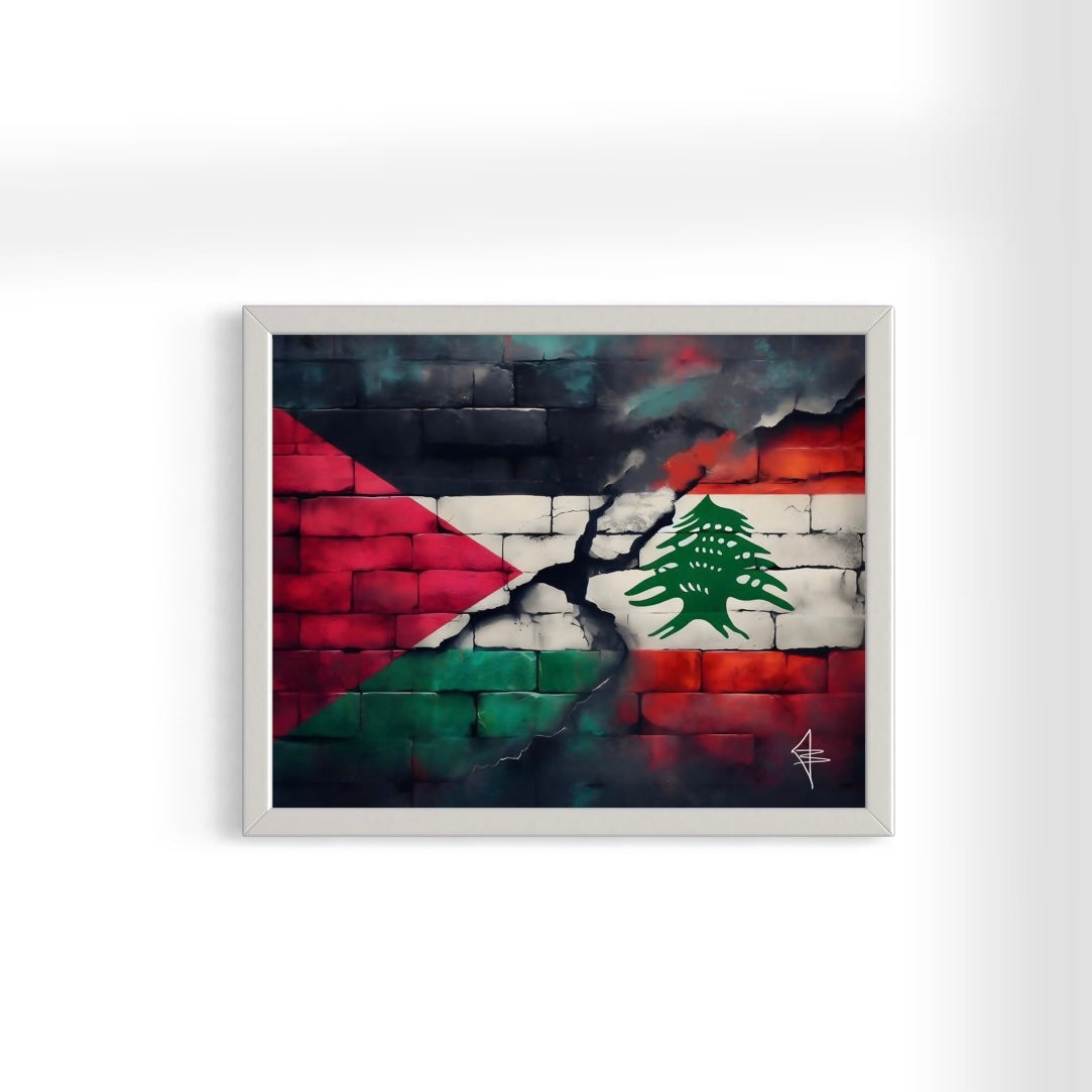 Unity | PAL/LEB Graffiti Flag -  Palestine Graffiti Framed Art Print