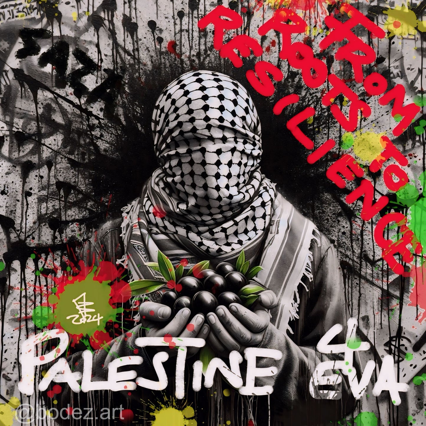 Roots To Resilience - Palestine | Graffiti Canvas Print