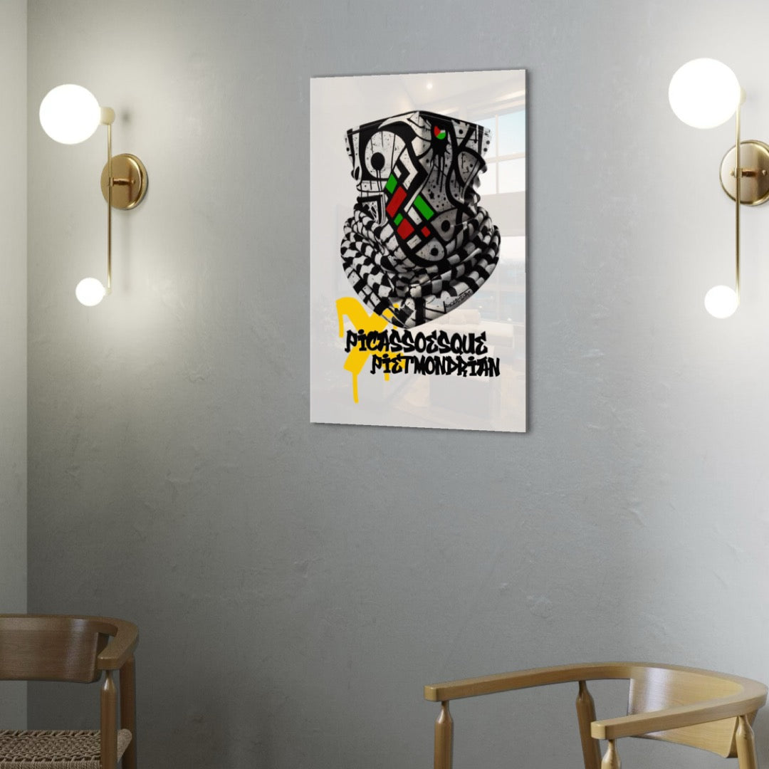 Picassoesque X Piet Mondrian Keffiyeh Abstract | Glass Wall Art