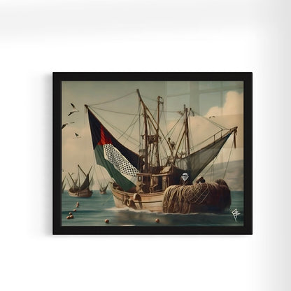 The Palestinian Fishermen -  Framed Art Print