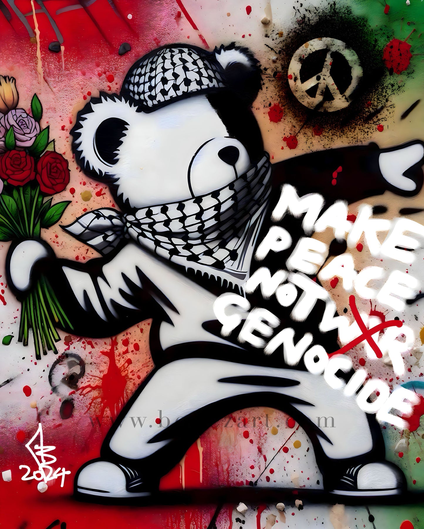 Make Peace Bear | Palestine - Graffiti Framed Art Print