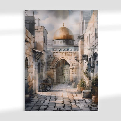 Al Quds | Watercolour - Palestine Glass Wall Art