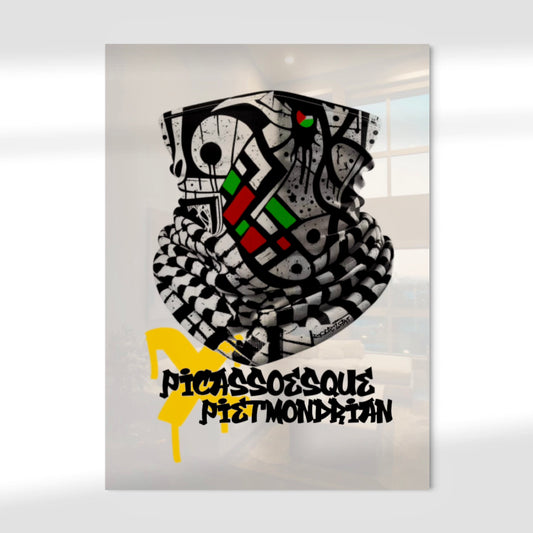 Picassoesque X Piet Mondrian Keffiyeh Abstract | Glass Wall Art