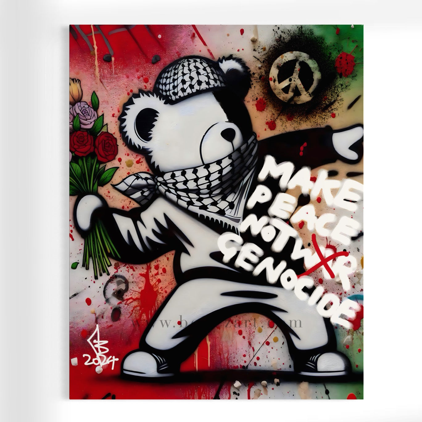 Make Peace Bear | Palestine Graffiti - Wall Art Poster Print