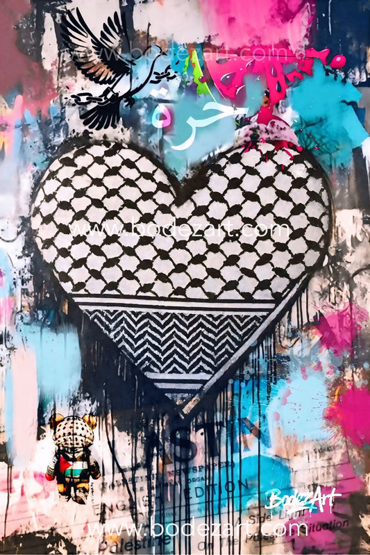 Free At Heart | Palestine Graffiti Poster Print