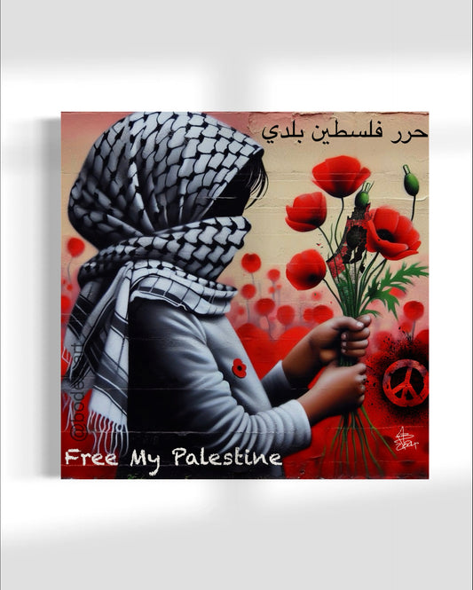 The Poppy Girl - Free My Palestine | Graffiti Canvas Print