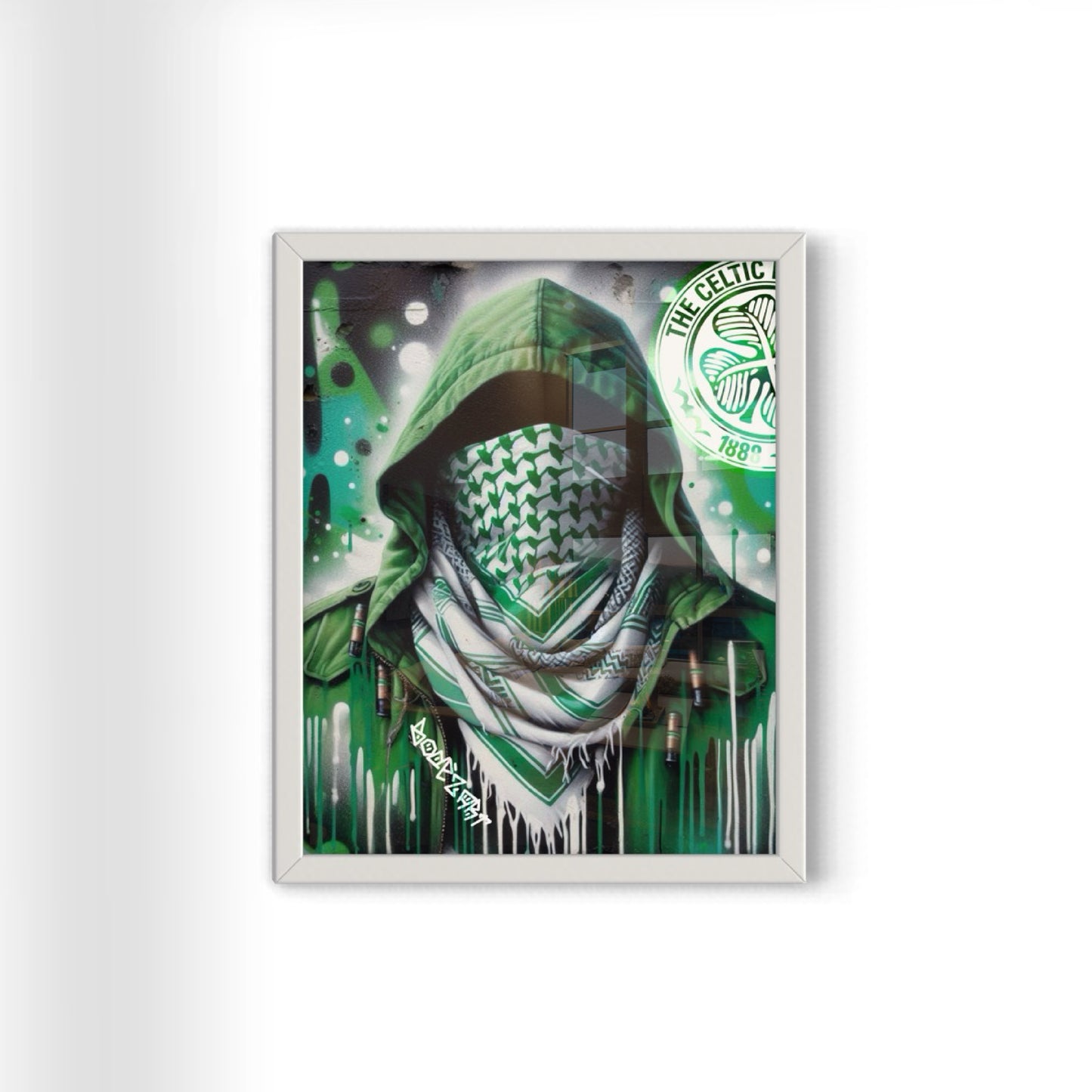 Green Brigade - Palestine Graffiti Framed Art Print