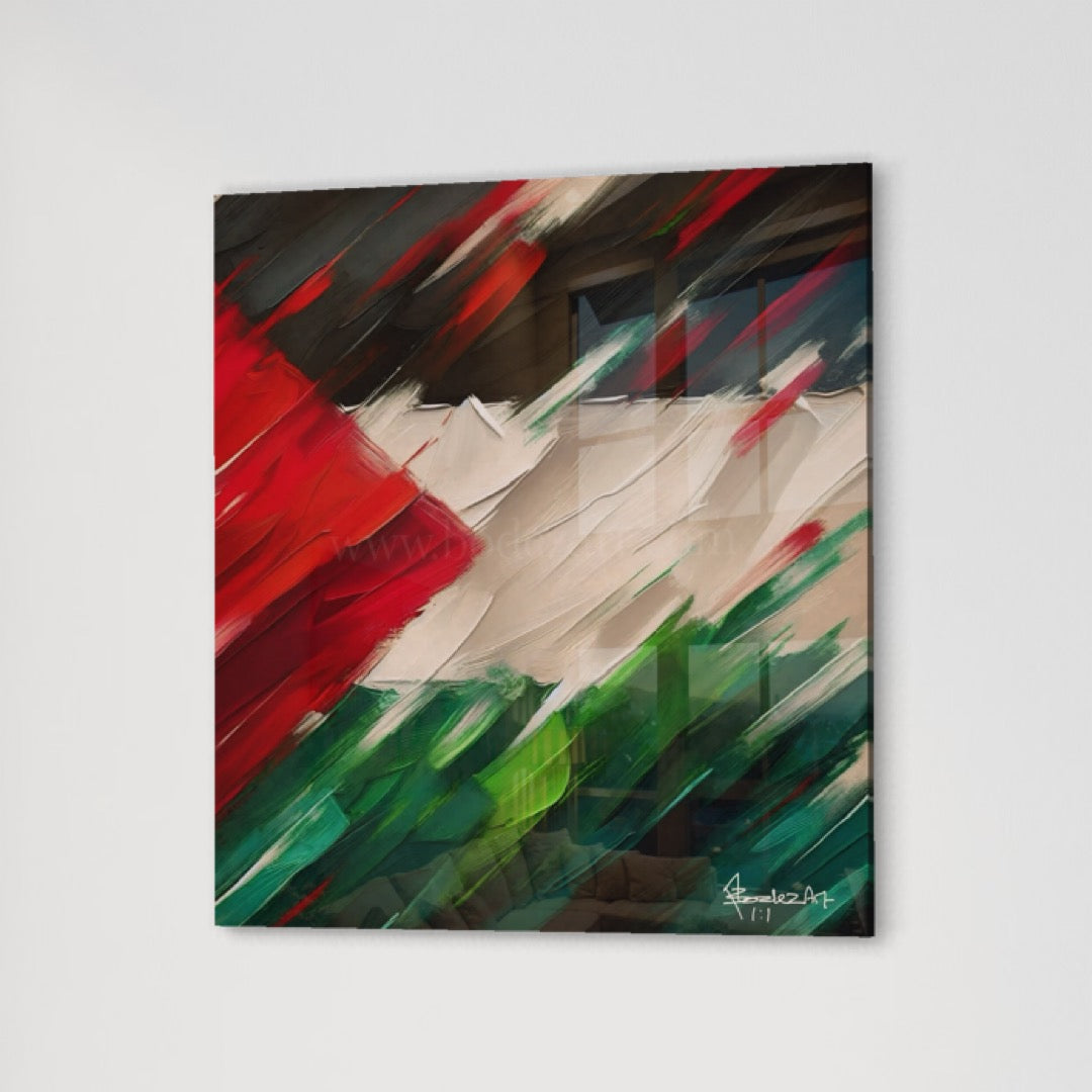 Palestine Brush Abstract | 1:1 Glass Wall Art