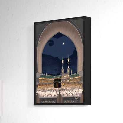 Kaaba With A View - Islamic Wall Art Framed Canvas Print