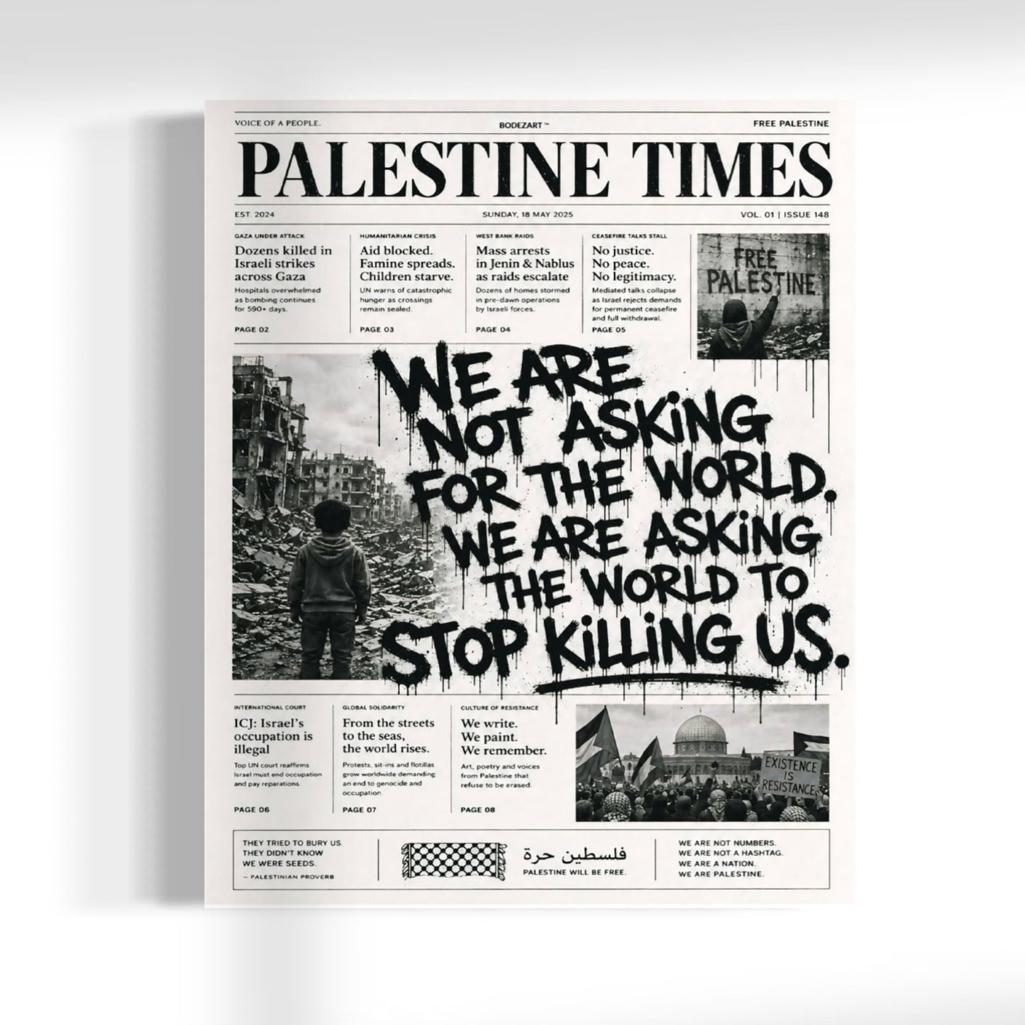 Palestine Times | Wall Art Canvas Print