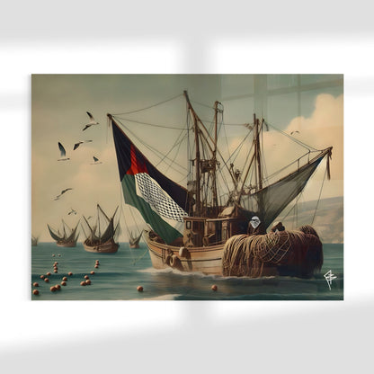 The Palestinian Fishermen - Glass Wall Art