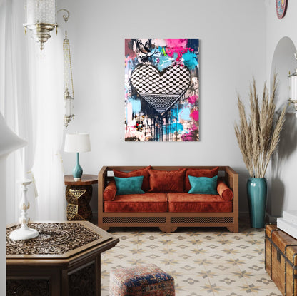 Free At Heart | Palestine Graffiti Canvas Print