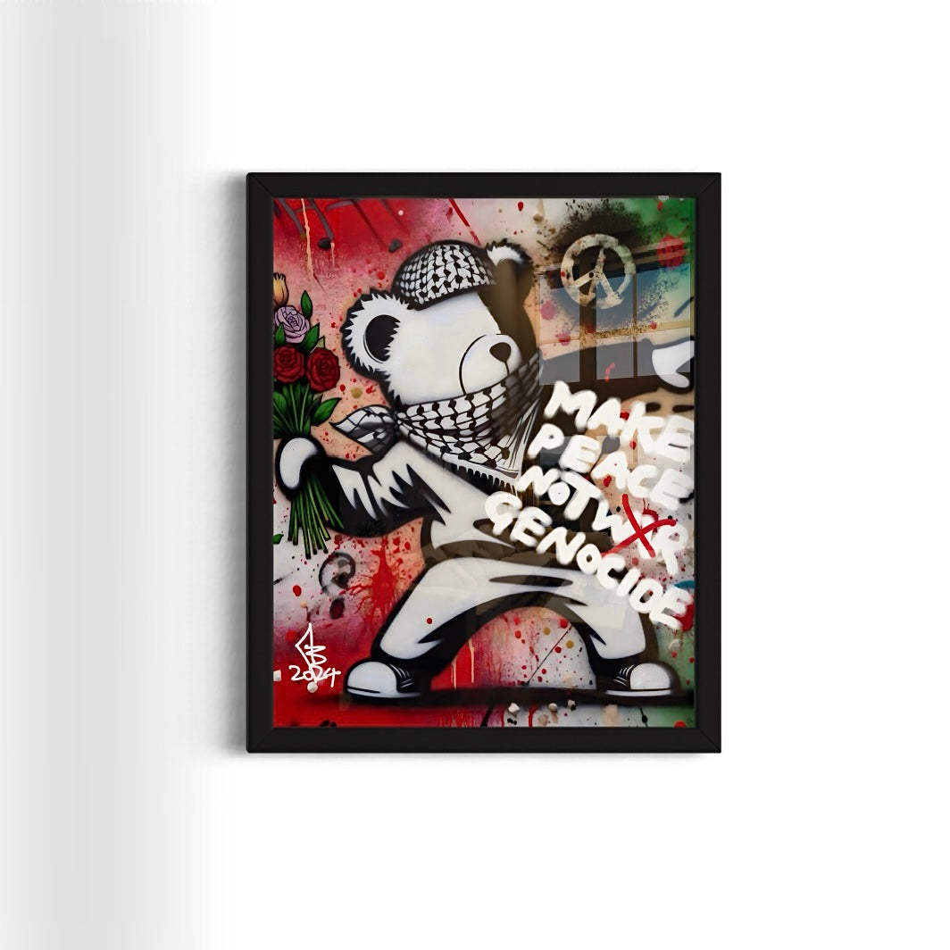 Make Peace Bear | Palestine - Graffiti Framed Art Print